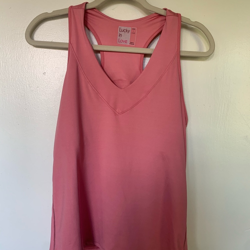 Rose Pink Ladies Tank Top Size Large Lucky in Love